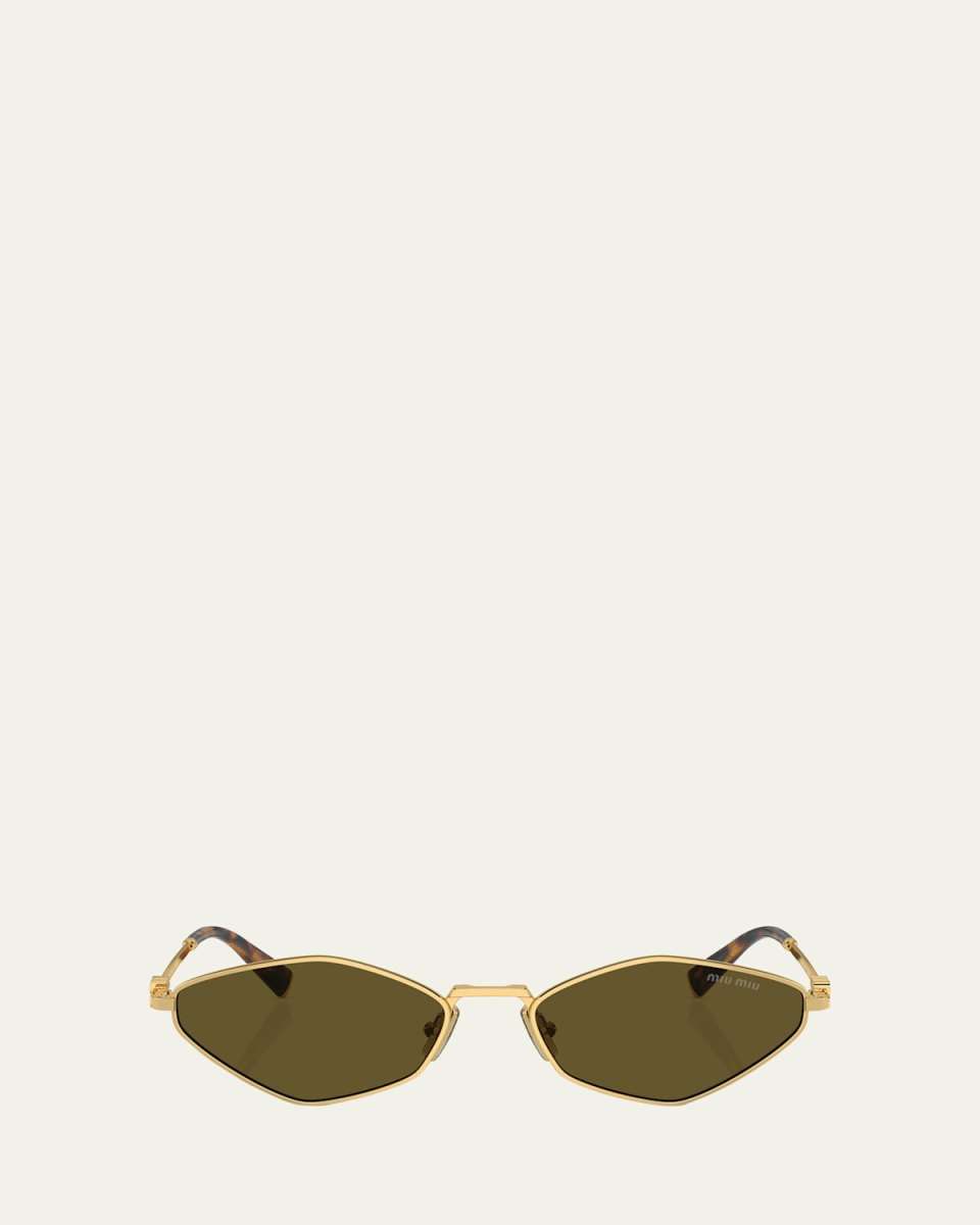 Metal Geometric Oval Sunglasses